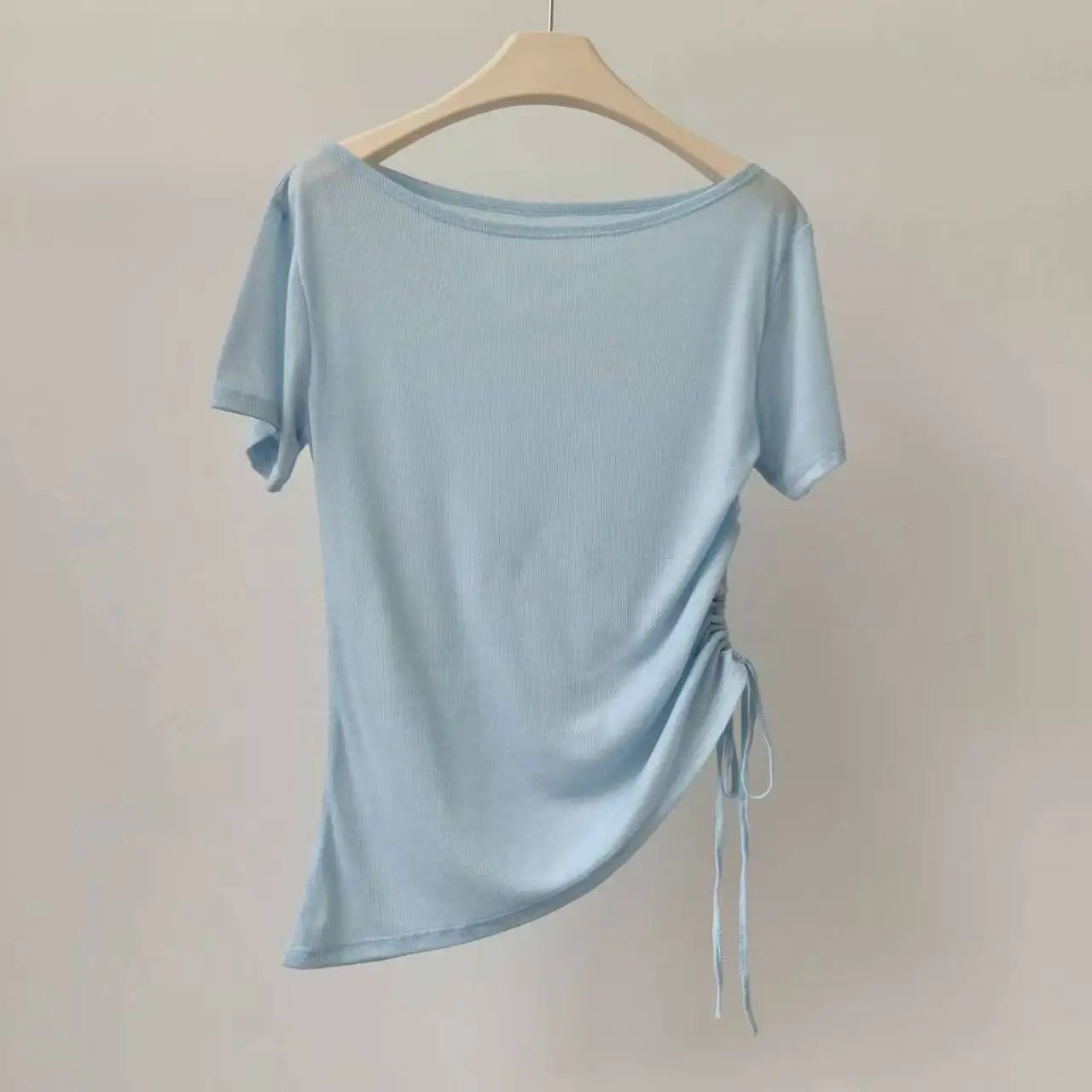 Loose Shoulder Quick Dry Breathable Yoga Shirt Short Sleeve Smock Top for Women Running Fitness Pilates Training Sports Wear