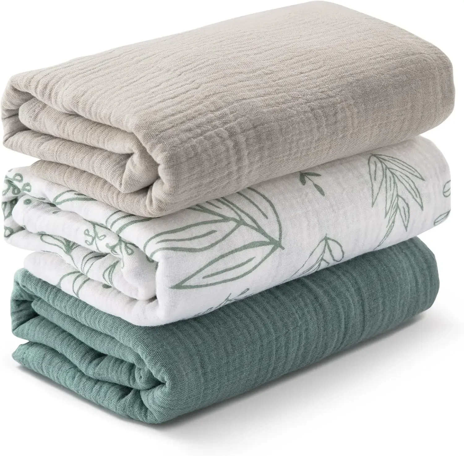 

3-Pack Muslin Swaddle Blankets for Newborns, Soft Breathable 38x40 Inch Baby Wrap, Toddler Gift in Bright Colors