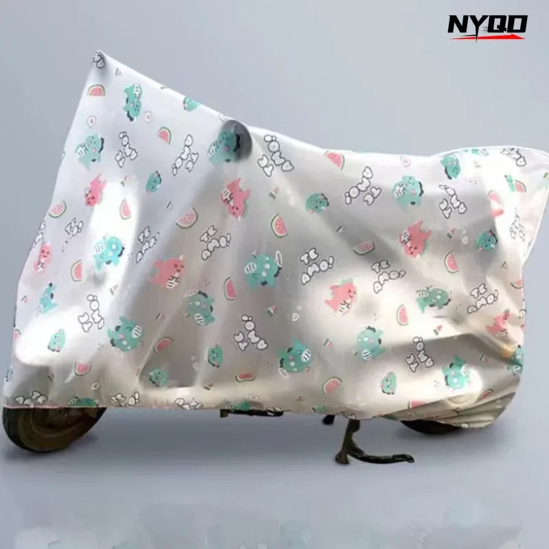 Universal rainproof car cover transparent cartoon electric vehicle rain sun protection frosted full cover bike cover motorcycle