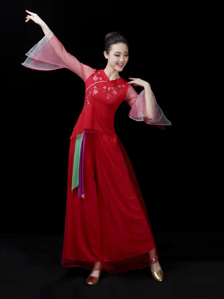 Tenue de danse classique pour femmes, ensemble de costumes de spectacle de danse carrée nationale, vêtements de danse traditionnels Eth, été 2023