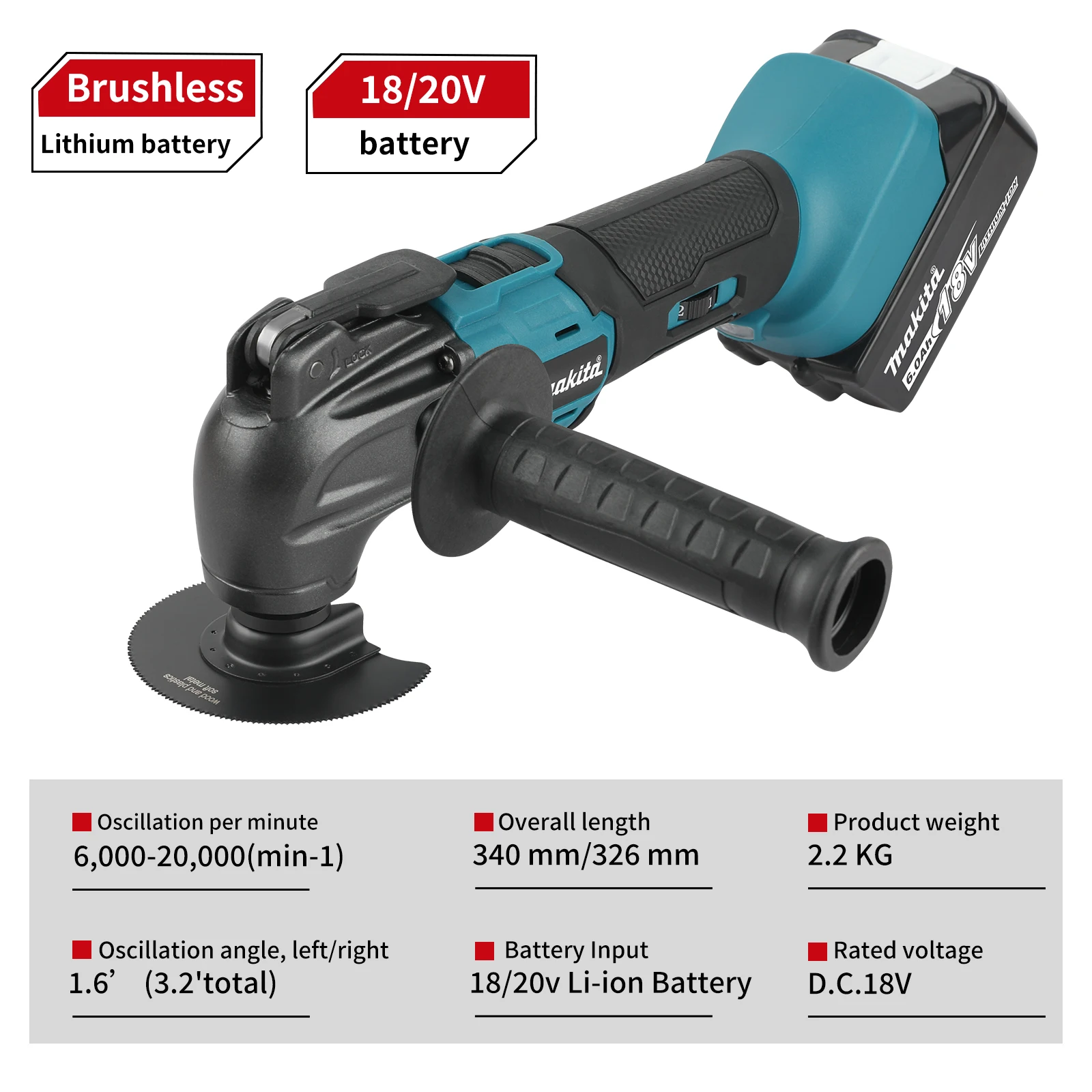 Makita Brushless Quick Release Oscillating DTM51 18V Tool Multi Functional Tool Renovator Electric Trimmer Compatible