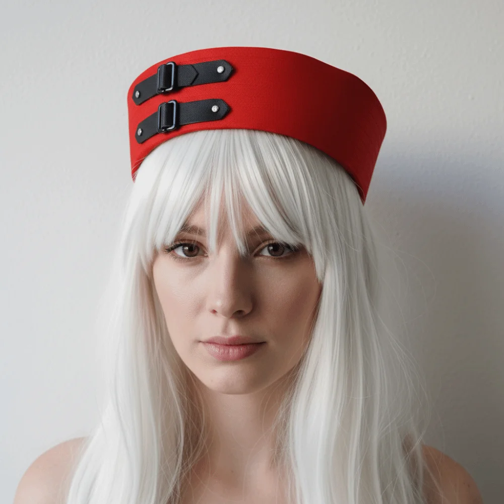 Cute Black Leather Buckle Sailor Hat PU Chain Versatile Captain Hat Sweet Y2K Vintage Beret Cosplay