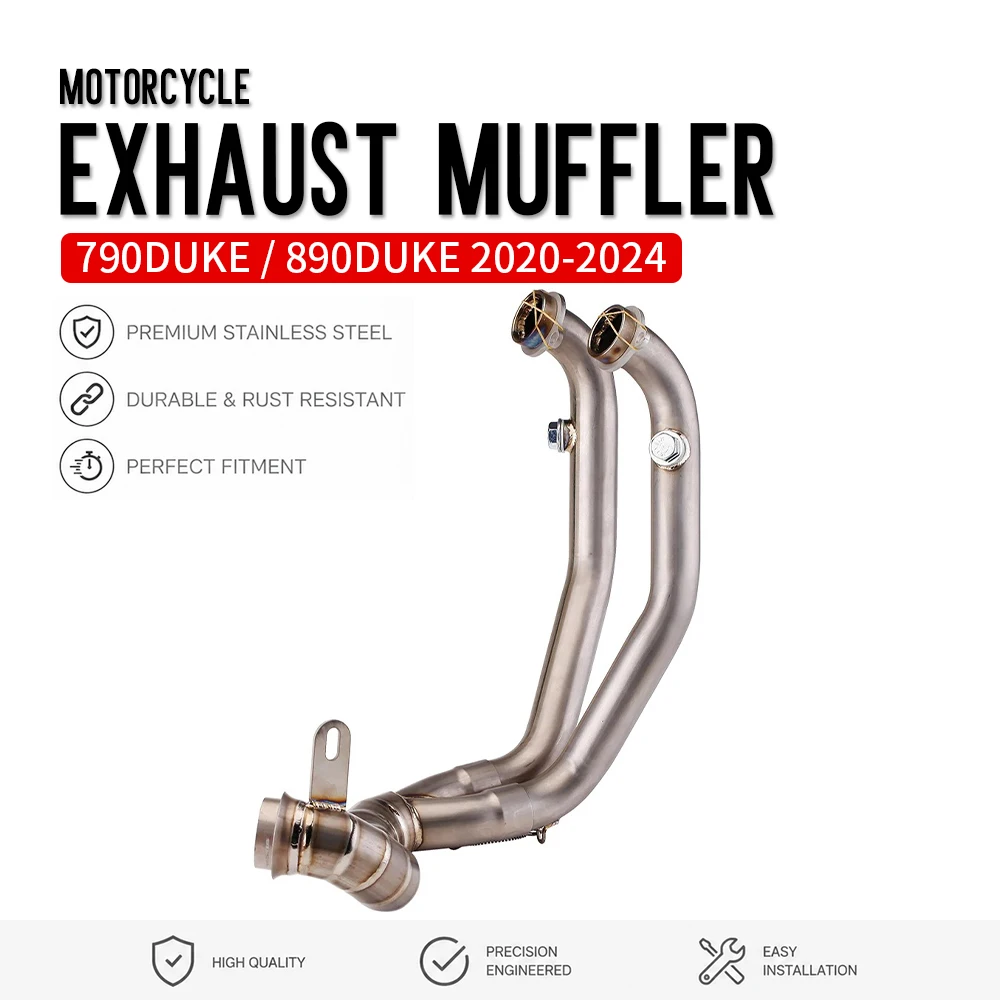 790DUKE Motorcycle Exhaust Front Middle Muffler Pipe For 790 DUKE 890 DUKE 2020-2024 Stainless Steel Exhaust Header Pipe