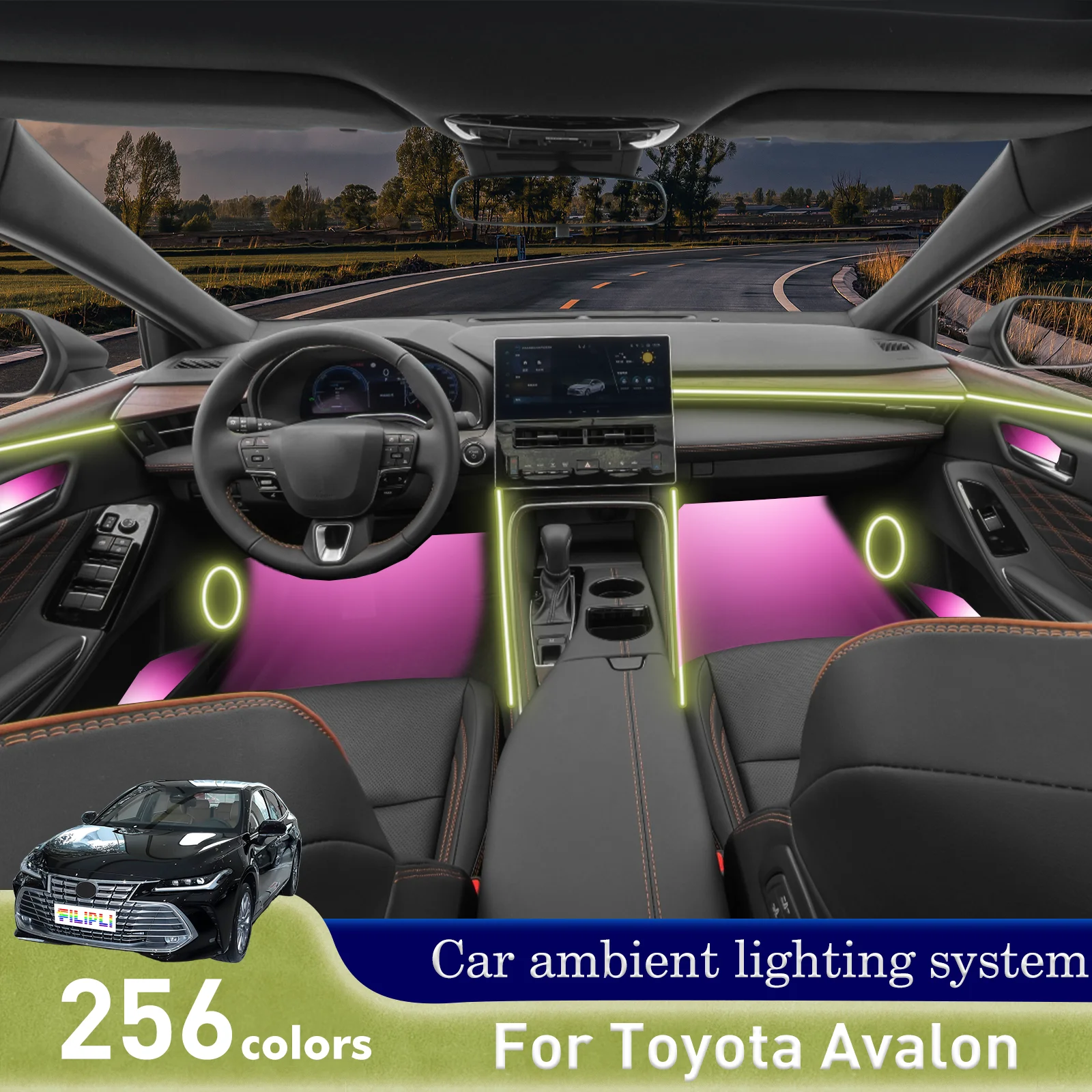 

For Toyota Avalon RGB 64 Colors LED Smart Remote Control Car Interior Ambient Light Plug-and-Play Installation Set