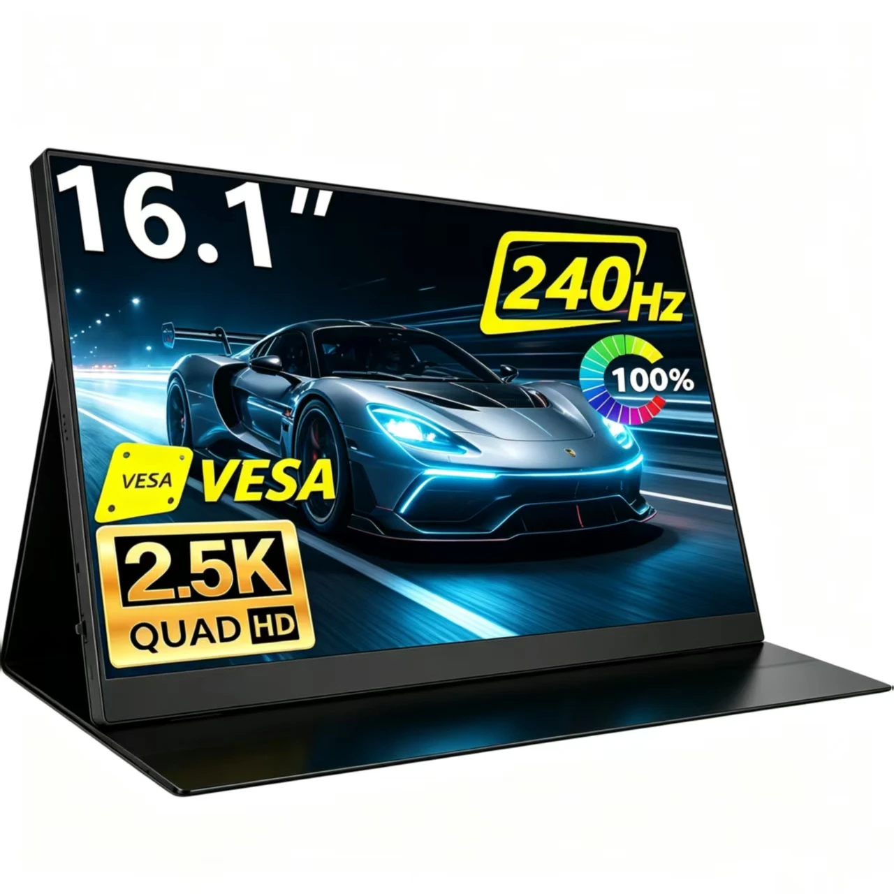 16.1 Inch Portable Monitor 240HZ 2560x1600 100% SRGB 16:9 HDMI USB-C HDR External Second Screen for Laptop PC Phone PS5 Gaming