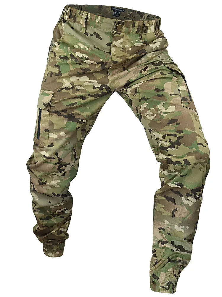 Outdoor Tactical Leggings, Breathable Camouflage Pants, Small Leg Pants, Training Multi Bag Workwear Pants