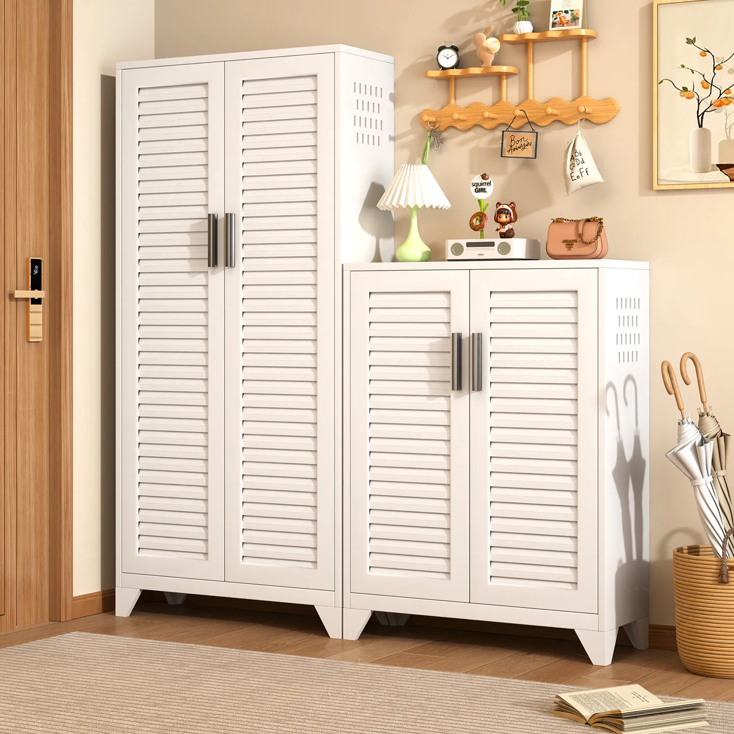 For Home Entryway Steel Shoe Cabinet with Password Anti-Theft Lock Simple Storage Rack for Corridor Outdoor Doorway