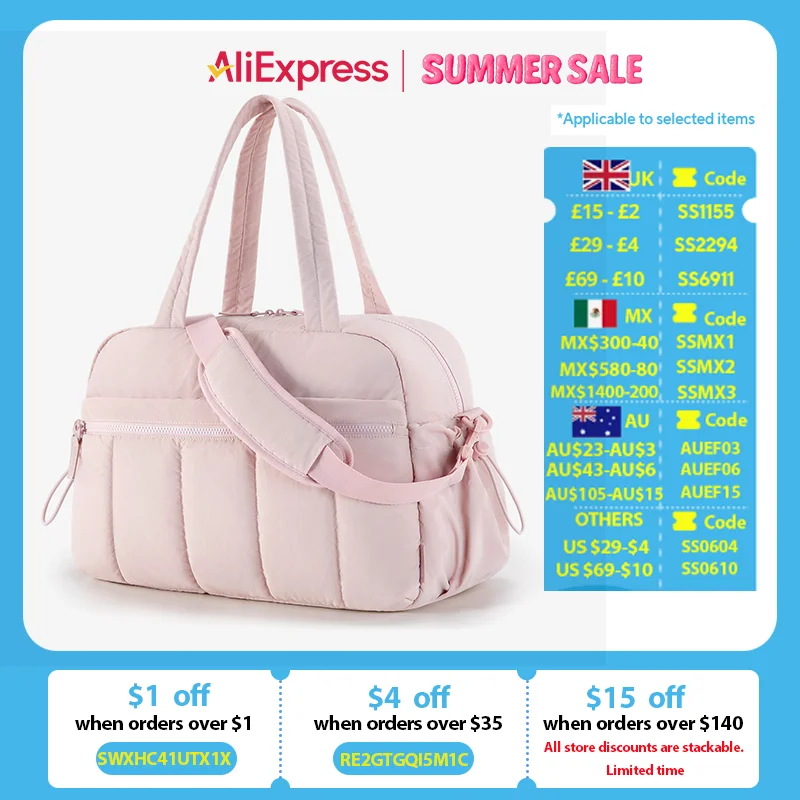 BAGSMART Bolsa de viaje Bolsa de gimnasio para mujer con bolsillo húmedo Bolsa de hombro para fin de semana Boston Bolsas de playa impermeables