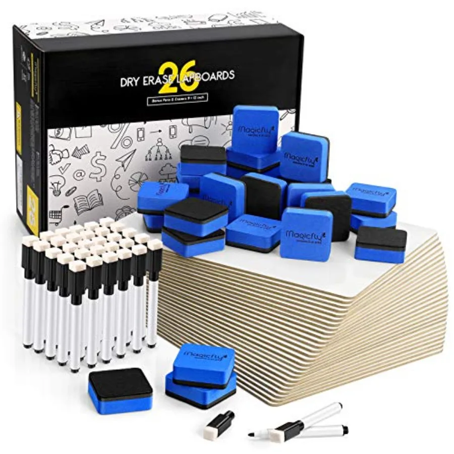 

Набор из 26 мини-досок для сухого стирания, белые, 9x12 дюймов, двусторонние, для студентов и занятий