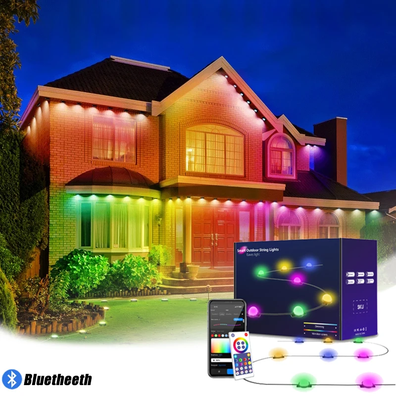 

RGB Eave Light String LED Outdoor Courtyard Decorations Lighting Waterproof String Lights for Woof Eave Wall Step Lights