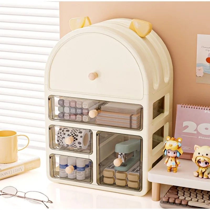 New Home Office Storage Box Desktop File Organizer Multi-layer Compartment Storage Box for Stationery and Cosmetics