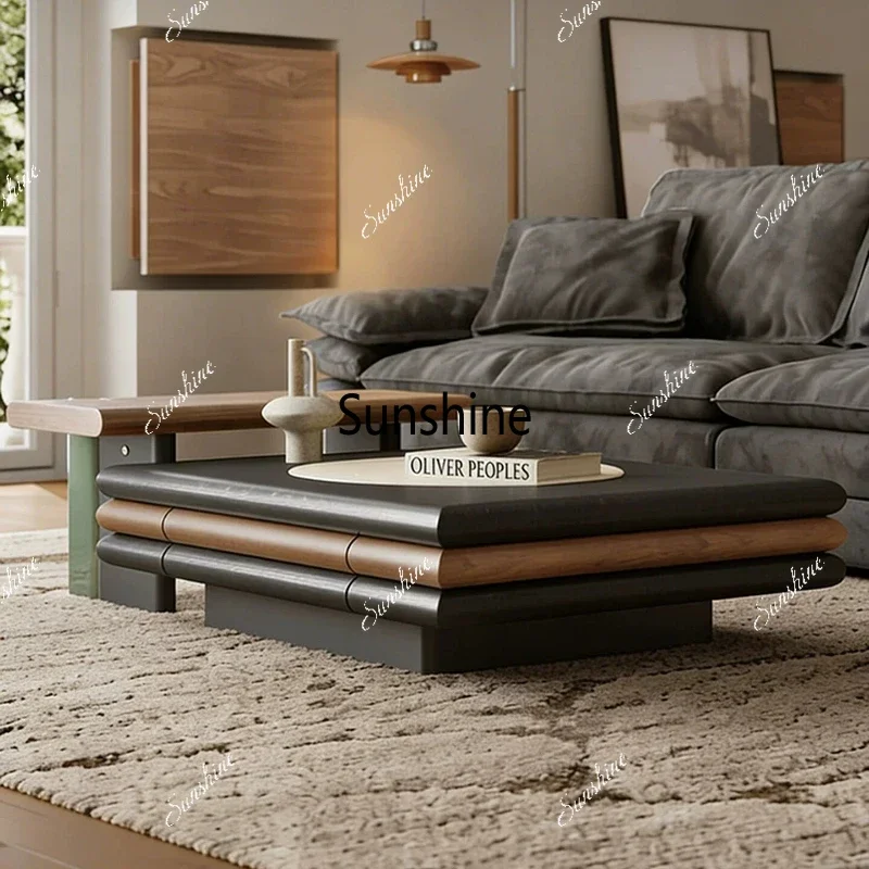 Medieval Style Travertine Rock Slab Coffee Table Combination Designer Creative Modern Luxury Living Room Side Tables Furniture