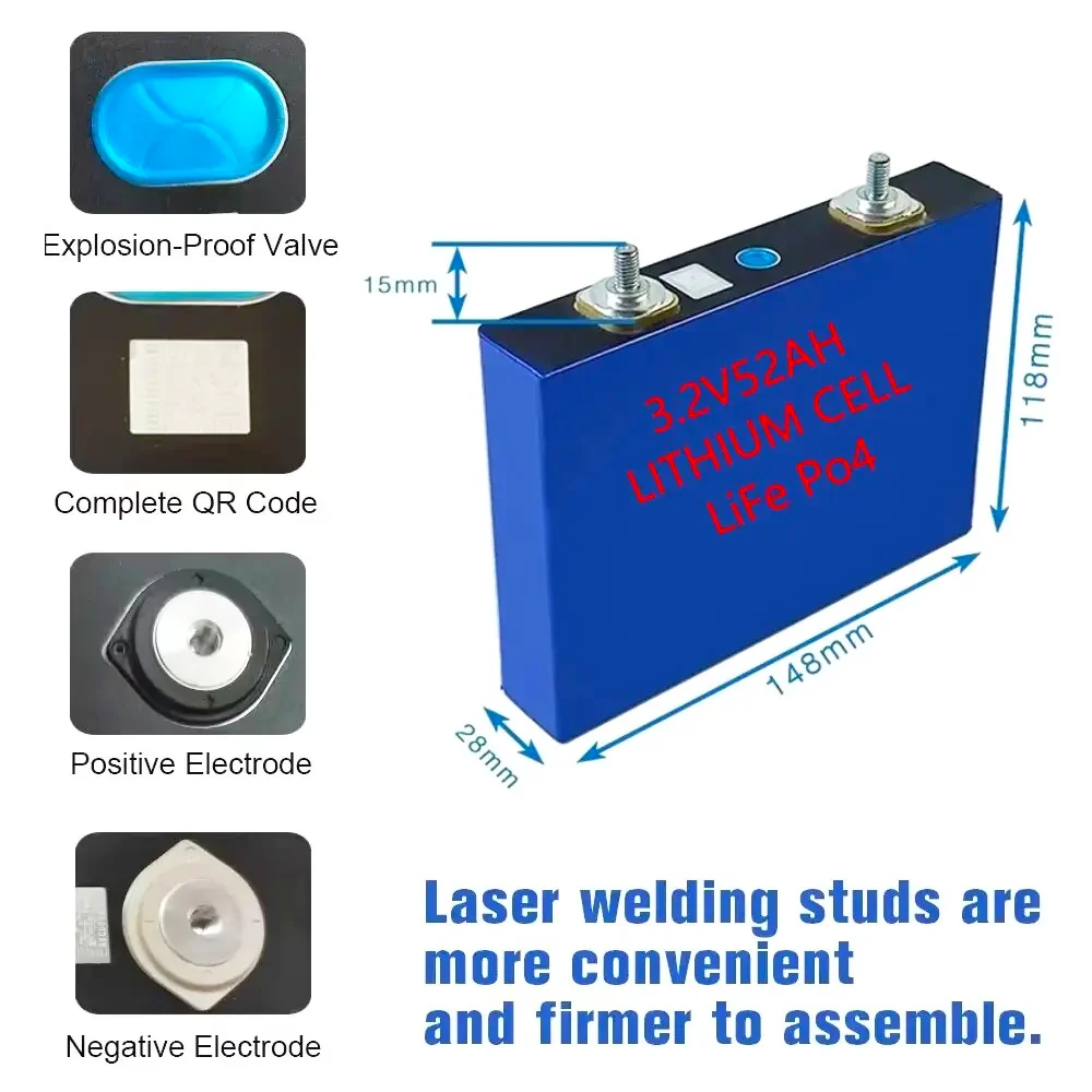 6000 Cycle Grade A Prismatic Lifepo 4 3.2v 50ah 100ah 105ah 150ah 200ah 300ah Lf280k 304ah 320ah 280ah Lifepo4 Battery Cell