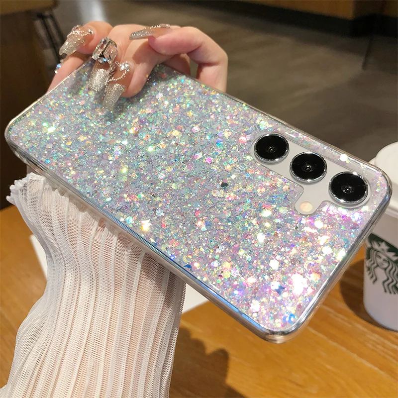 Luxury Glitter Epoxy Soft Silicone Case for Samsung Galaxy A06 S24 ULTRA A16 PlUS A23 A14 A54 A34 A25 A15 A05 A35 A55 A04S Cover