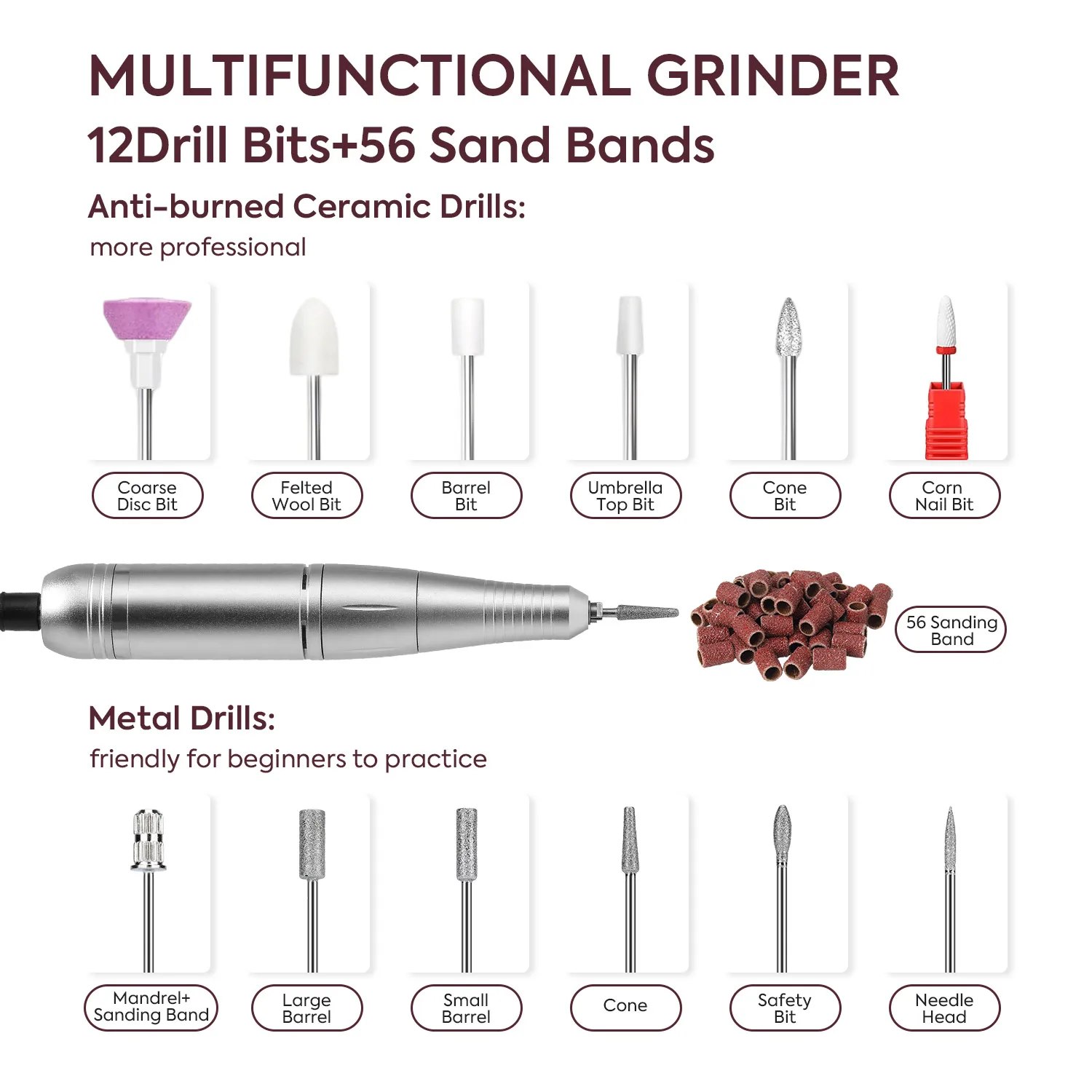 45000 دورة في الدقيقة المهنية الكهربائية مسمار الحفر عدة المحمولة مسمار آلة الحفر قابلة للشحن منخفضة الضوضاء مسمار ساندر مع مسمار مثقاب الخشب