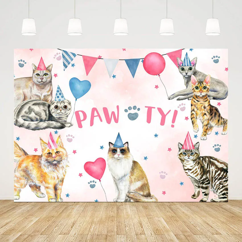 Mehofond Photography Background Birth Hat Pet Pawty Puppy Cats Birthday Party Cake Table Decor Backdrop Photo Studio Supplies