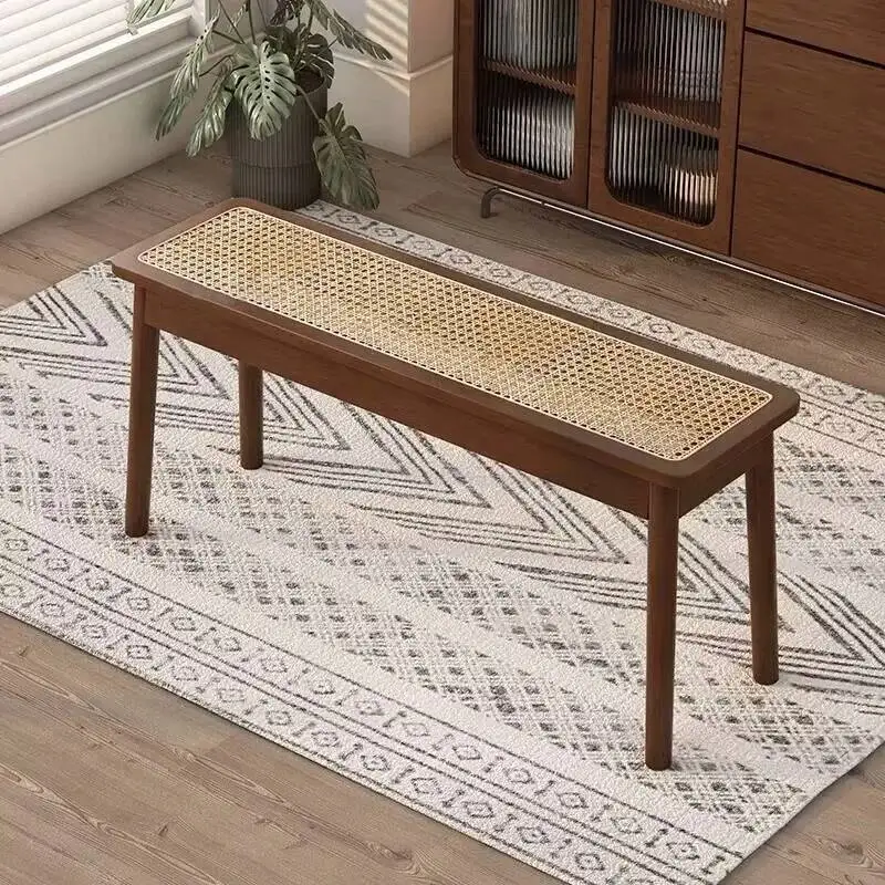 Room Solid Wood Furniture Rattan Shoe Sofa Bench Home Door Living Entrance Shoe Narrow Changing Stools Stool Fitting Room Bench