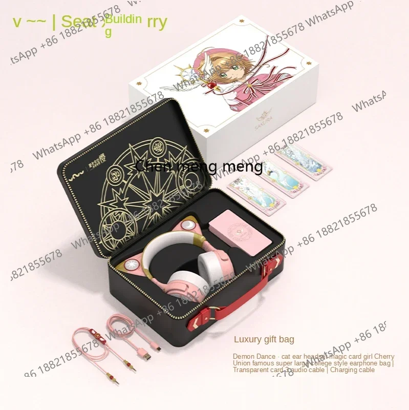 scn8617 Cy Cat Ears Headphone Head-Mounted Noise Reduction Bluetooth Wireless with Ear Microphone Cardcaptor Sakura Headphones