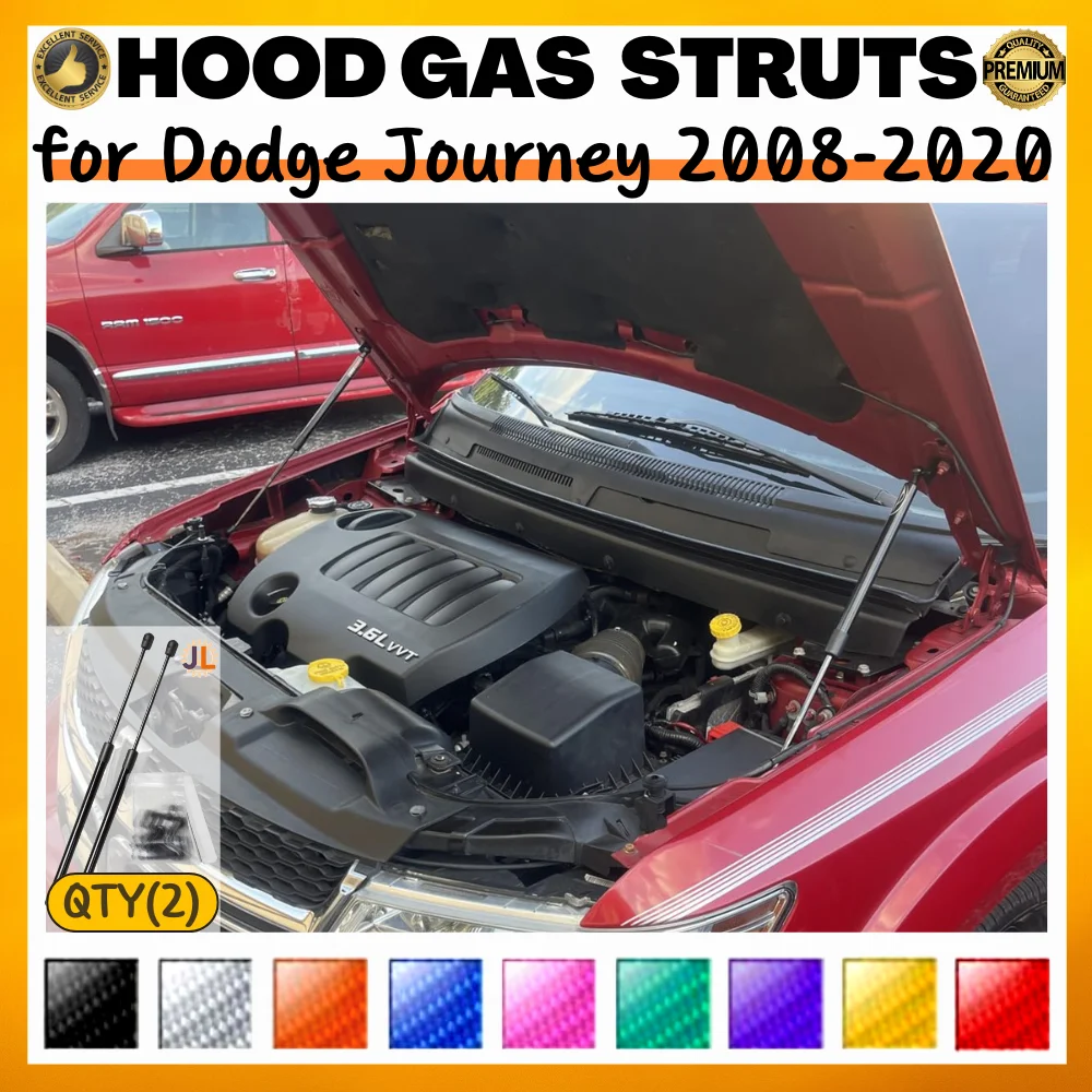 Qty(2) Hood Struts for Dodge Journey 2008-2020 for Fiat Freemont Front Bonnet Modify Lift Supports Gas Springs Shock Absorbers