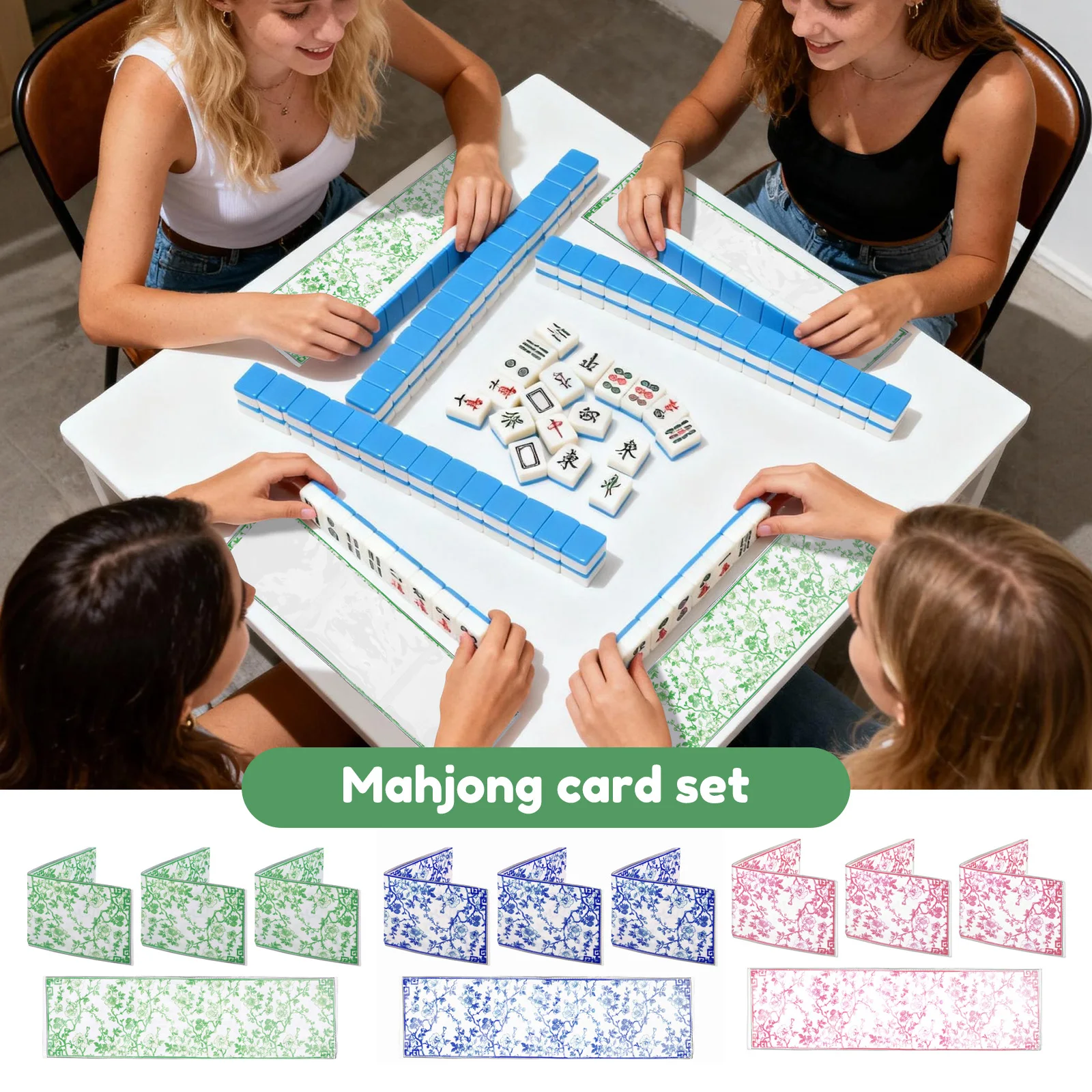 

4 шт., держатель для карт для маджонга в стиле шинуазри, рукав для карт для маджонга с принтом в стиле шинуазри, большой размер (6,29 x 5,51 дюйма), мягкая ткань с принтом