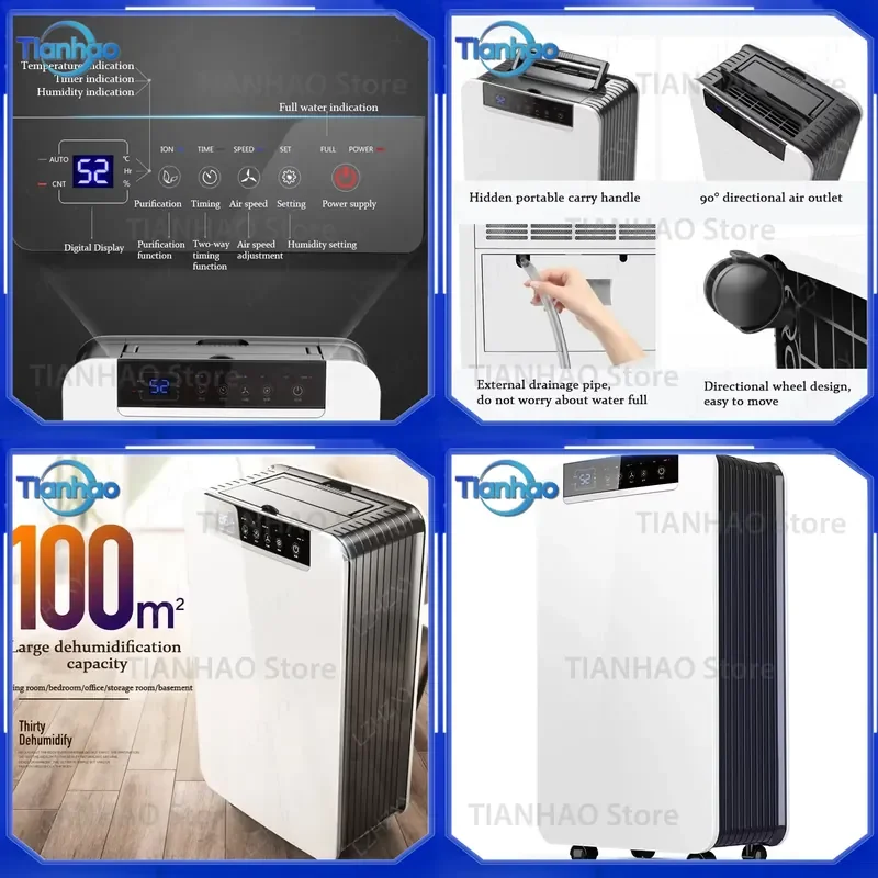 For DK01-T Air Dehumidifier Household Bedroom Basement Industrial High Power Dehumidification Small Dryer