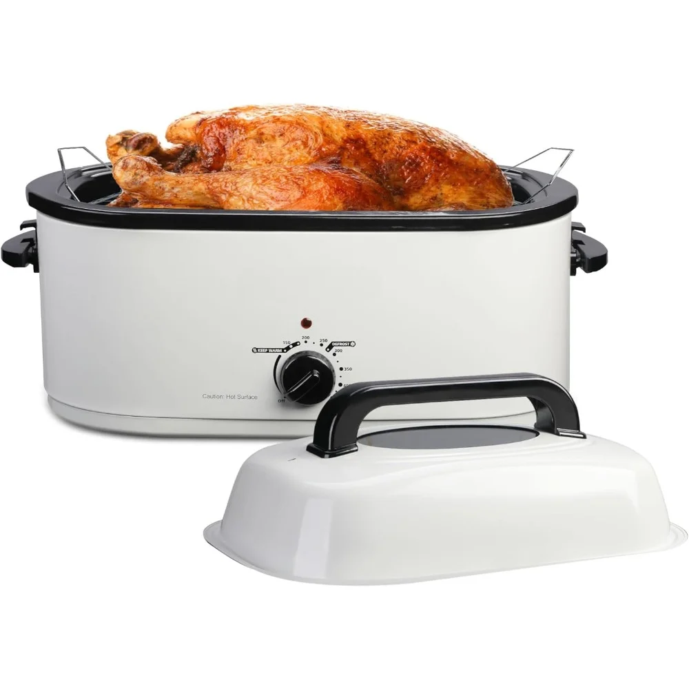 Slow Cooker 26QT, Viewing & Self-basting Lid, Stainless Steel Turkey Roaster Oven, Slow Cooker