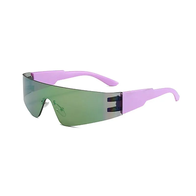 Futuristic Technology Y2k Street Photo Concave Shaped Shaped Special-shaped Sunglasses Connected Lenses Sunglasses image 2