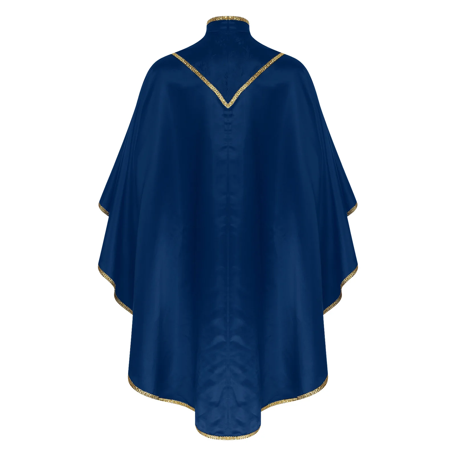 رجل القس الكاهن سترة الذهب تقليم التباين بلوفر ملون كيب Chasuble كاسوك للكنيسة رجال الدين هالوين أداء رداء