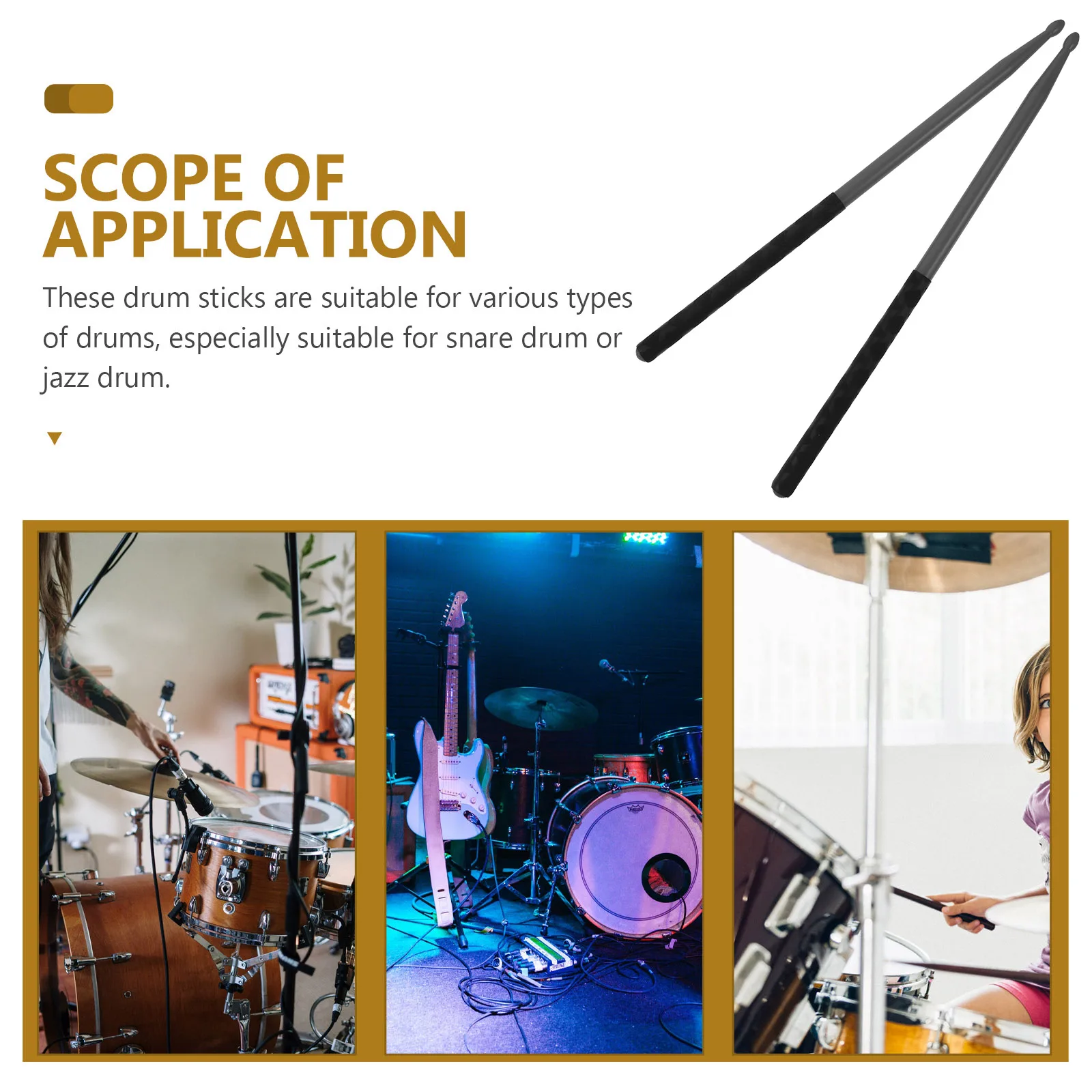 

3 Pairs Adults Anti-slip Drum Stick Drums Sticks Drumstick Silent Tip Percussion