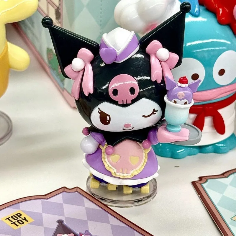 Authentic Sanrio Characters Roller Skating Restaurant Series Blind Box Kuromi Cute Hand-Made Doll Female Gift Toy Desktop Orname