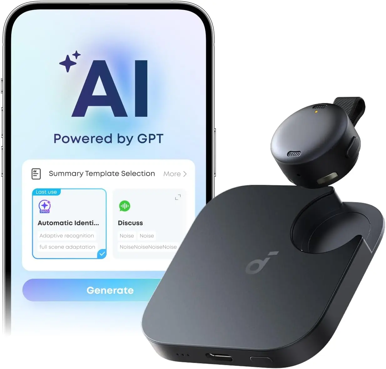 

Anker soundcore Work, Portable AI Voice Recorder, AI Note Taker, AI Transcription & Summarization, 6-Month Pro at No Charge, Cro