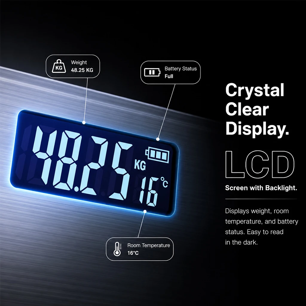 Digital Bathroom Scale High Precision Tempered Glass Display_voghion.com