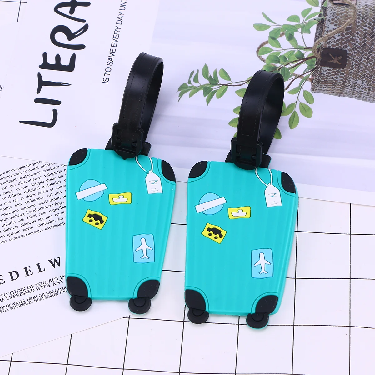 

2pcs Luggage Tags PVC Polyethylene Travel Accessories Suitcase ID Address Label Baggage Tag Lake Silicone Bright