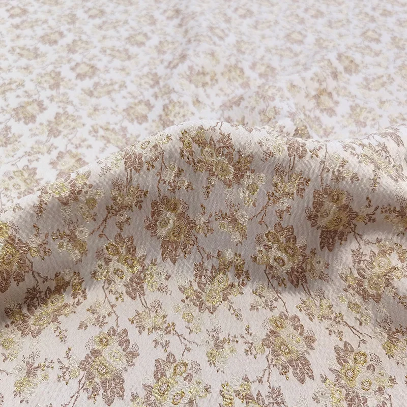 High-grade Brocade Dress Fabric Jacquard Satin European-style Fashion Gold Silk Clothing Sew Material Cloth by the Yard