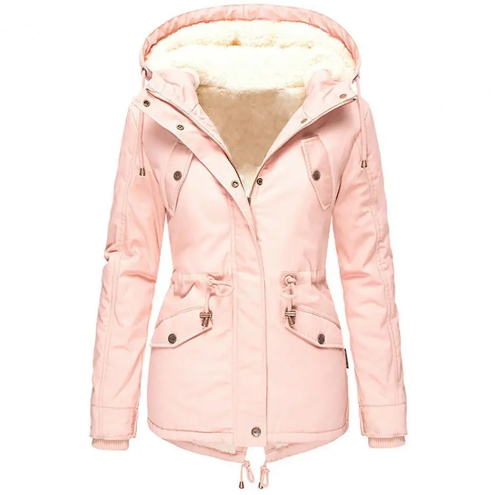 Winter Long Sleeve Zipper HoodedWomen Coat Jacket 2023 Autumn New Fashion Casual Solid Color Parka