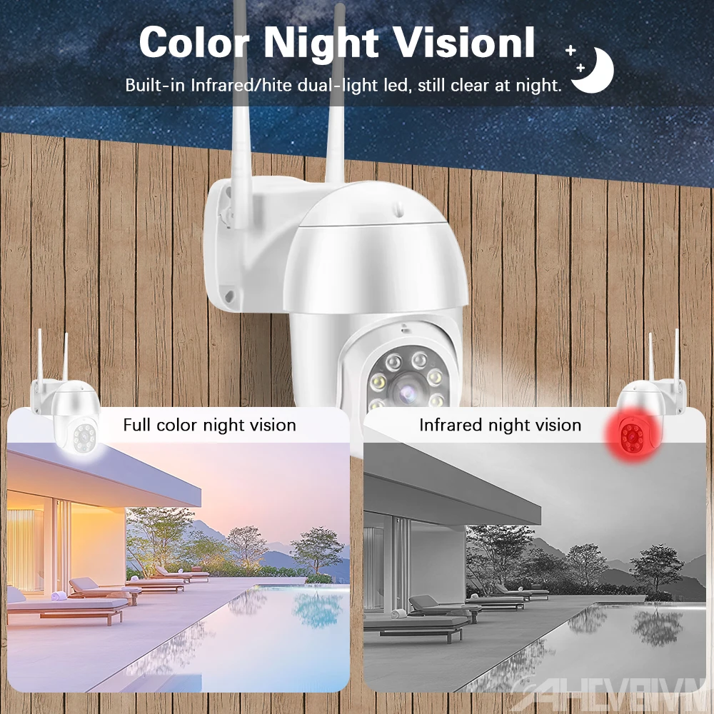 8MP WIFI Surveillance IP Camera Auto Tracking Color Night Vision Mini Outdoor Waterpter PTZ IP Security Camera TUYA Smart APP