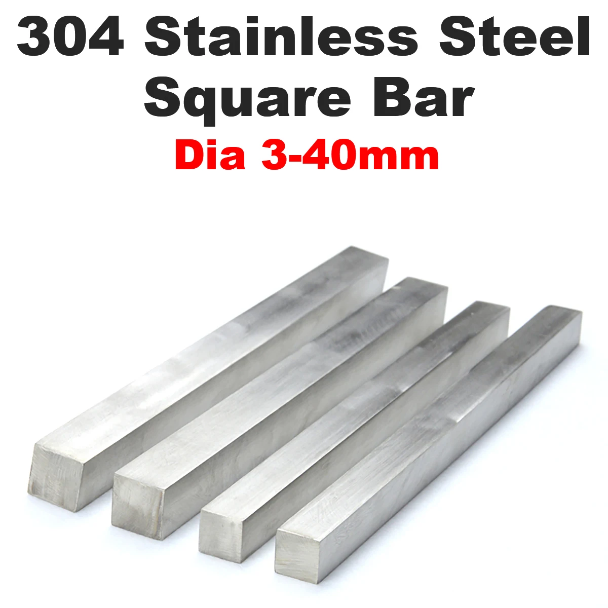 304 Stainless Steel Square Rod Bar Steel Linear Shaft 3mm 4mm 5mm 6mm 8mm 10mm 12mm 16-40mm Length 100mm 200mm 300mm 400mm 500mm