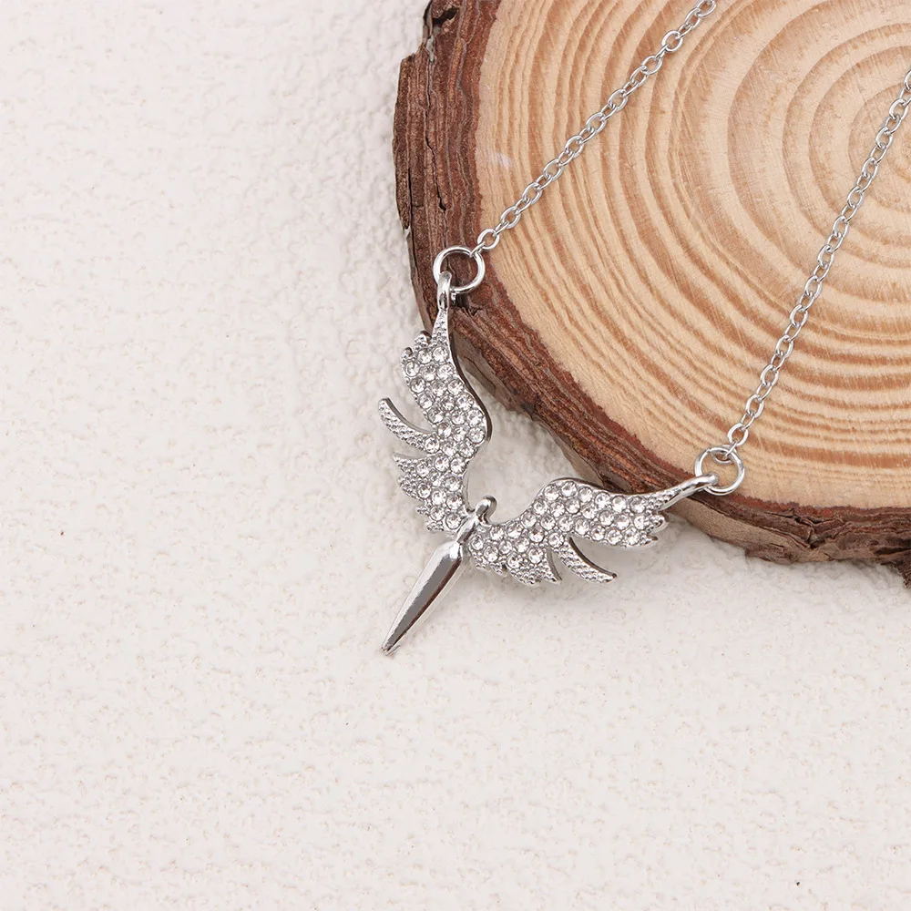 Angel Wings Pendant Necklace for Men Unisex Hip Hop Gothic Punk Clavicle Chain Trendy Classic Gold Silver Neck Jewelry Gift image 2