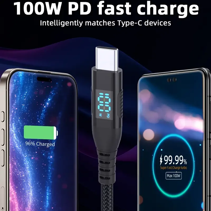 1 متر 2 متر 3 متر USB C إلى نوع C سلك شاحن سريع نايلون مضفر 5A ماكس شحن سريع آيفون 15 16 لسلك طاقة أندرويد #4