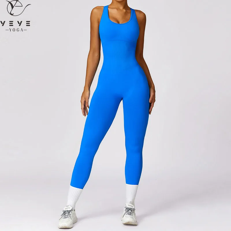 

Women Hollow Backless Tight Fitness Dance Rumper Jumpsuit Gym Yoga Sports Overalls Seamless One Pieces