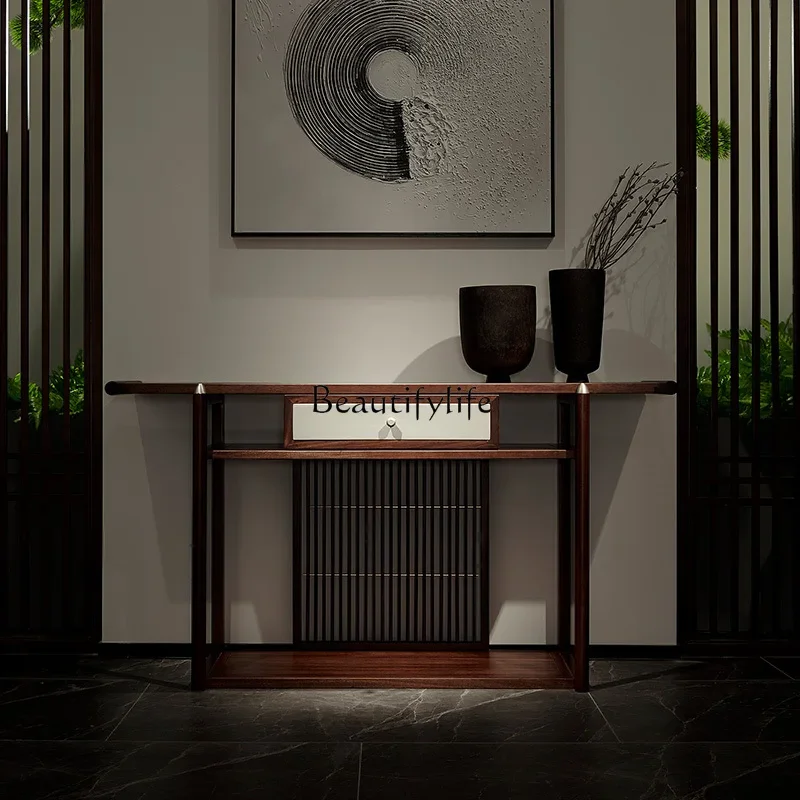 

ls 27Simple New Chinese Ebony Entrance Platform Modern Solid Wood Room Cabinet Chinese Living Room Furniture