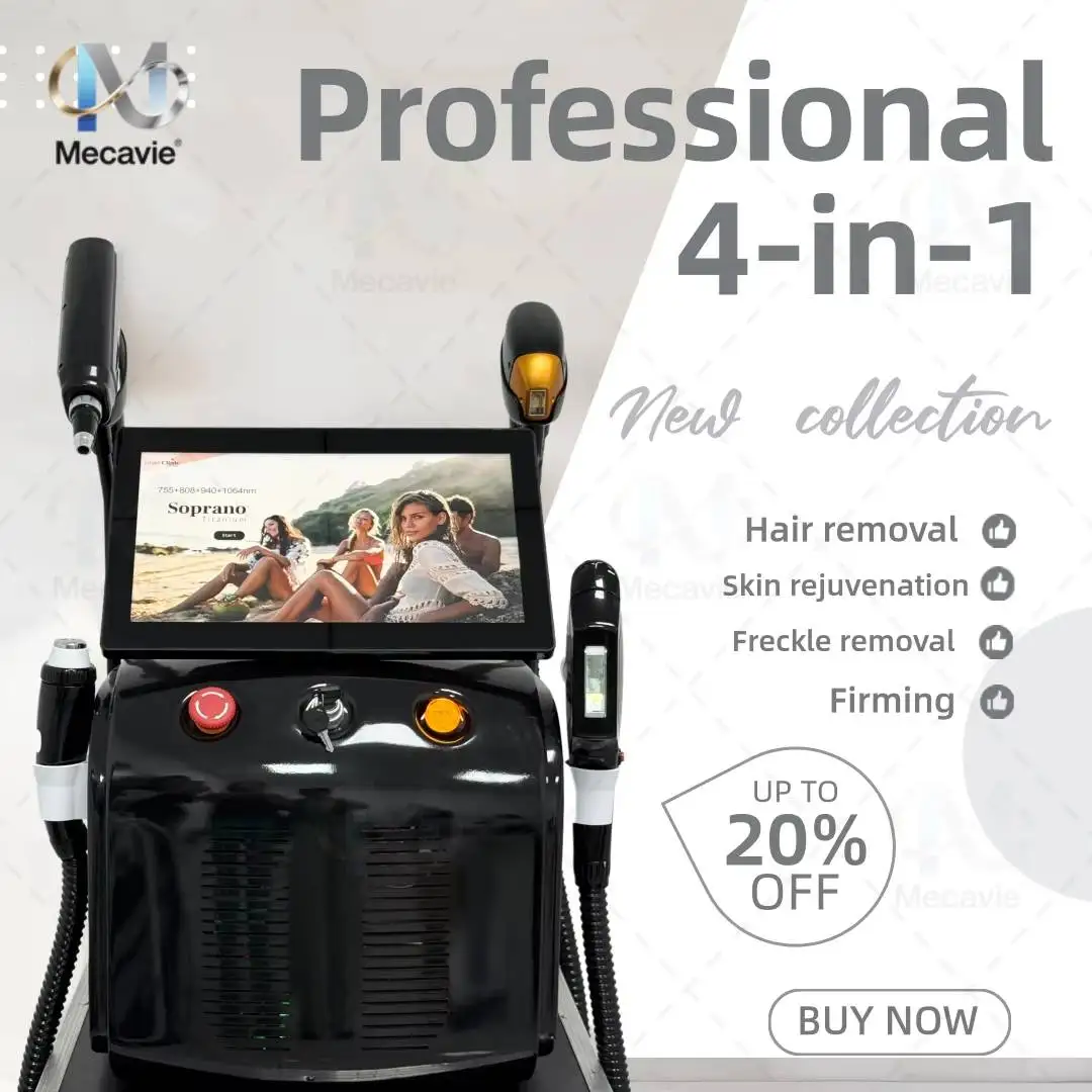 

‌4in1 Painless Hair Removal Machine 755nm 808nm 1064nm 940nm 4 Wavelength Laser ND IPL Diode Ice Titanium Soprano MultiFunction