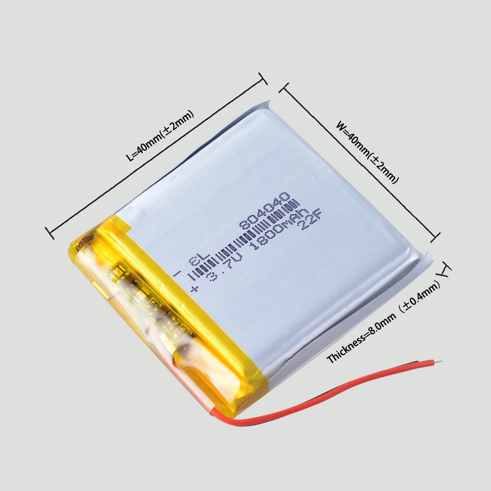 10PCS 3.7V 1800m Lithium Polymer LiPo Rechargeable Battery 804040