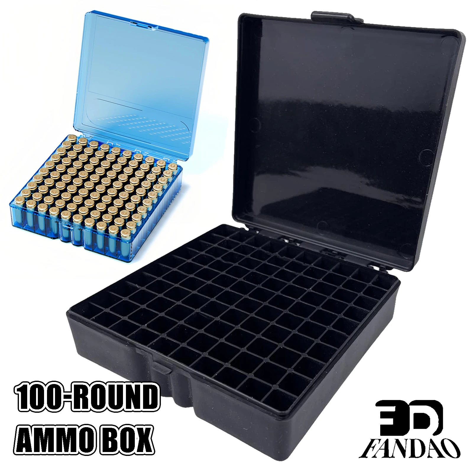 

100-круглая пластиковая коробка для боеприпасов с прочным петлей и защелкой | Полупрозрачный чехол — идеально подходит для перезагрузки по стрельбе