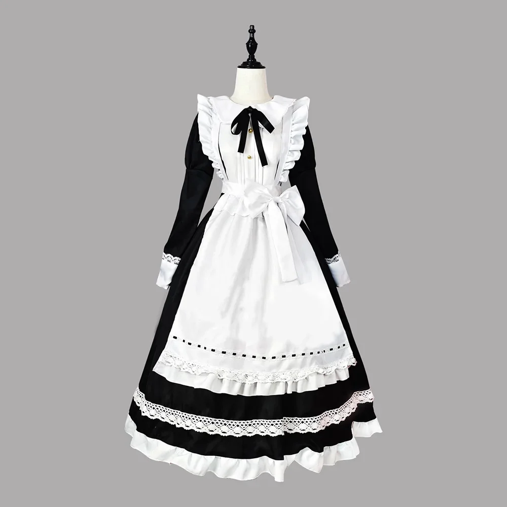 

Old Castle Maid Costume Housekeeper Steward Butler Long Maid Dress Cafe Attendant Clothing Suit for Waitress Maid Party Costume