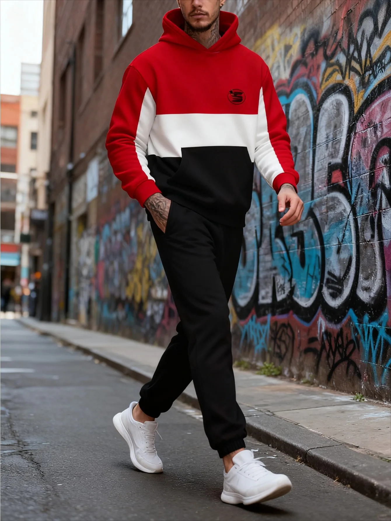 Traje deportivo con capucha y impresión digital para hombres europeos y americanos: tela de sudadera agradable para la piel de alta calidad