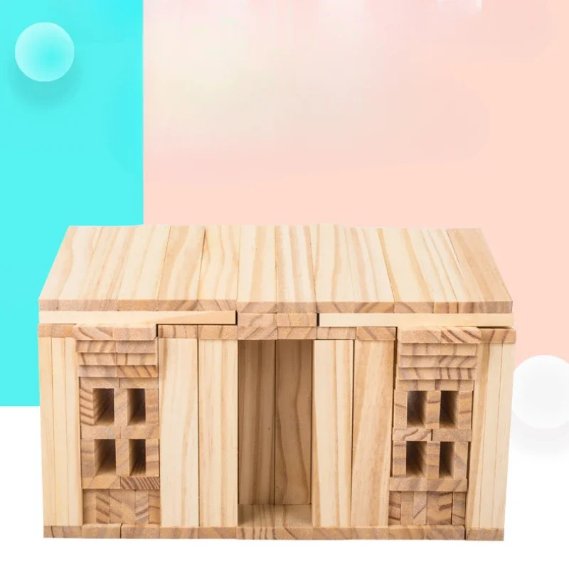 300 stücke Diy Puzzle Log Gebäude Spielzeug Handgemachte Holz Bausteine Set Modelle Montessori Brettspiele Konstruktor kinder Spielzeug