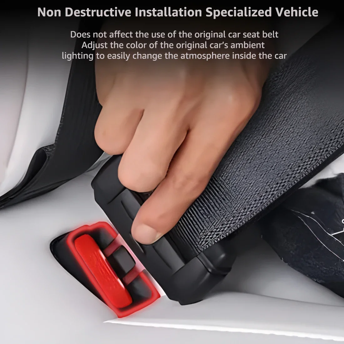For Tesla Safety Buckle Ambient Light 64 Colors For Model 3 Model Y S X Seat Belt LED Decorative Lamp Car Interior APP Control