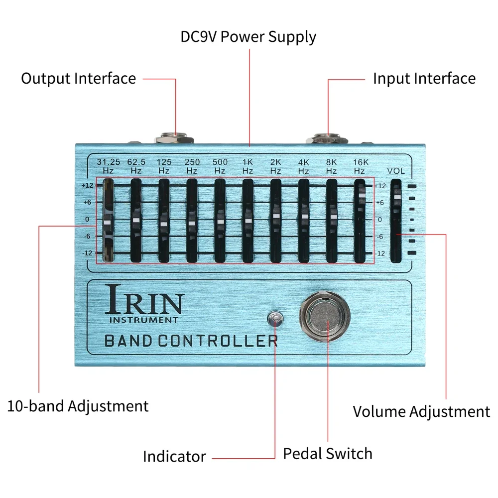 IRIN Guitar Pedal Effector 10-Band EQ Guitar Effect Pedal Mini Guitar Equalizer True Bypass Electric Guitar Bass Accessories