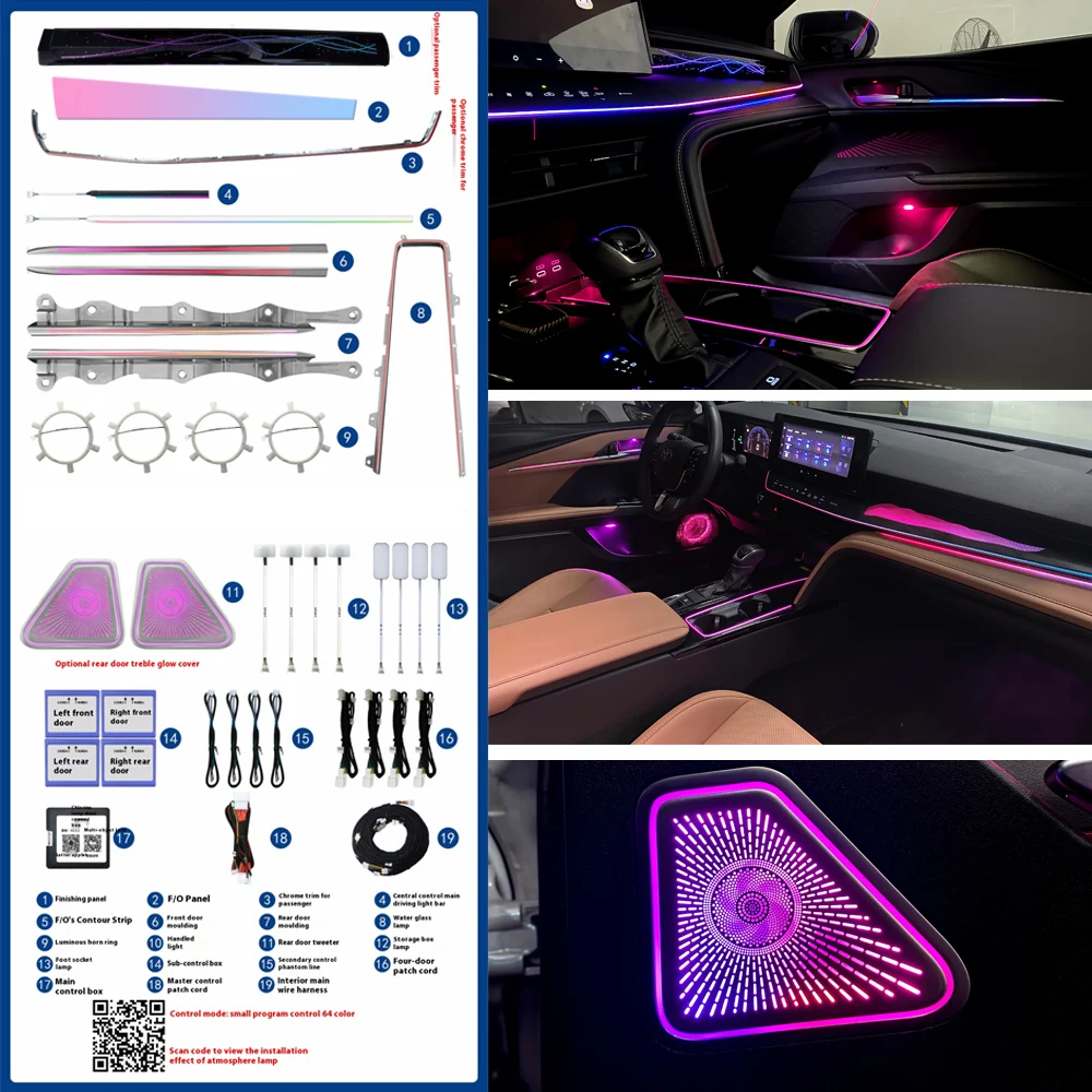 

Automotive Dashboard Strips Panel Ambient Lighting LED Atmosphere Lamp for Toyota Camry 2024 2025 Interior Modification